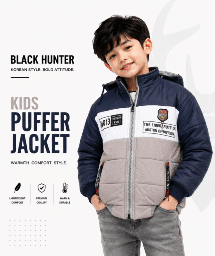 KIDS PUFFER JACKET NAVY&GREY