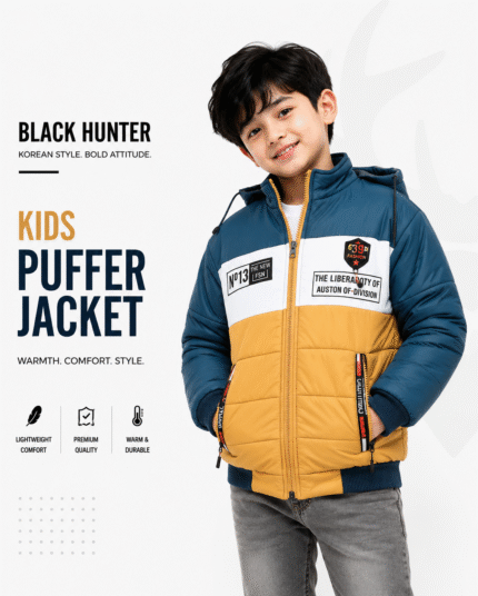 KIDS PUFFER JACKET BLUE&MUSTURD