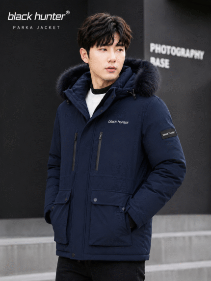 MEN PARKA JACKET NAVY BLUE