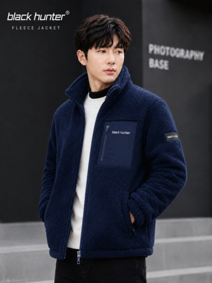 MEN FLEECE JACKET NAVY BLUE